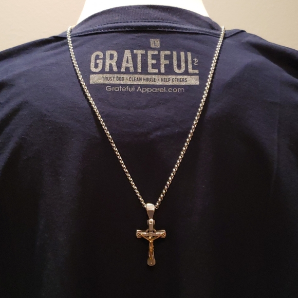 MENS LARGE BLUE GRATEFUL COTTON TEE - Picture 5 of 6